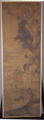 Schilderij voorstellende een Oosters landschap met man te paard
